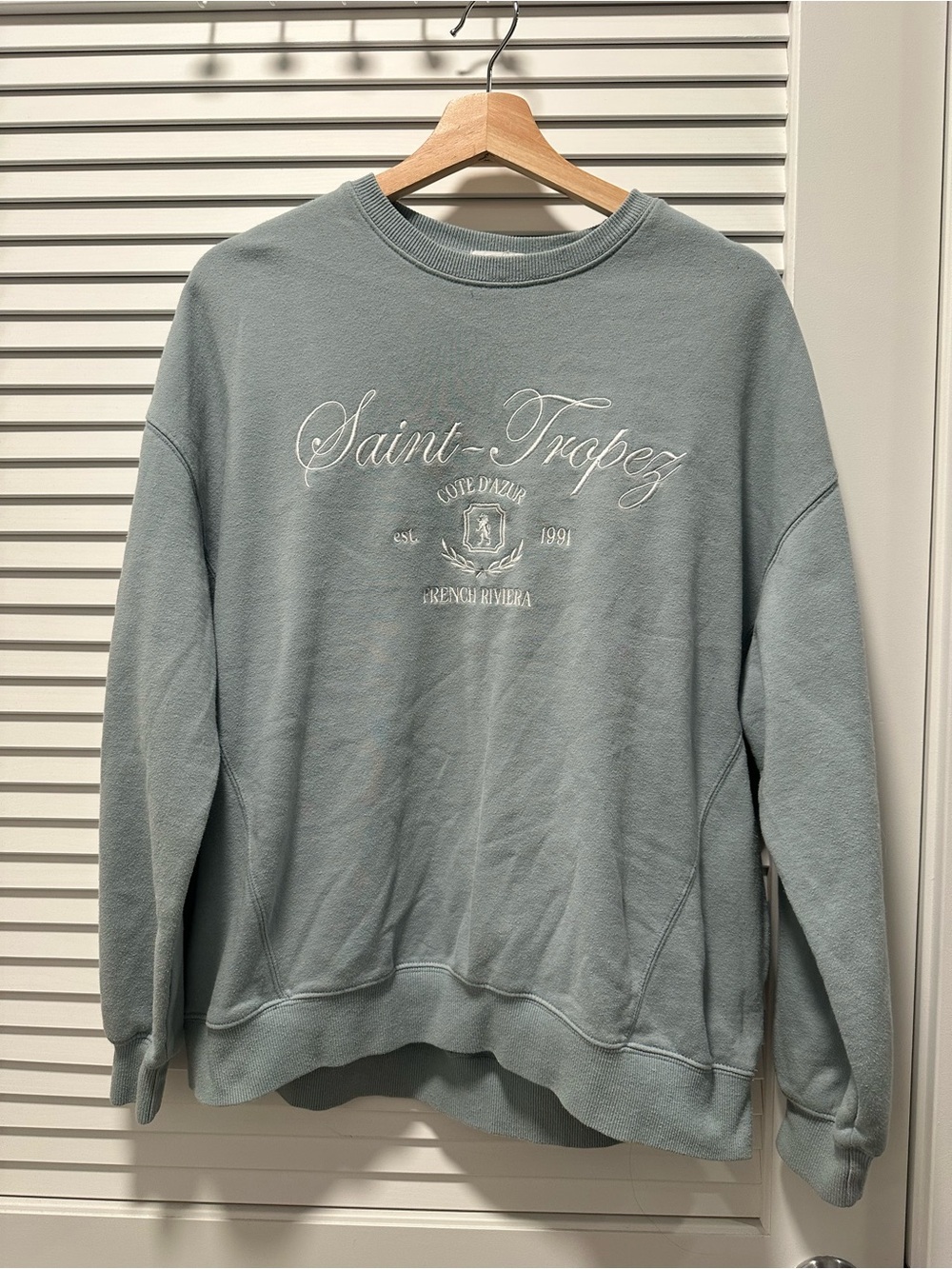 Garage Embroidered Crewneck Sweatshirt - Light Sage